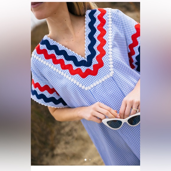 Augusta Caftan - Blue Gingham o/S NWOT - Picture 1 of 10